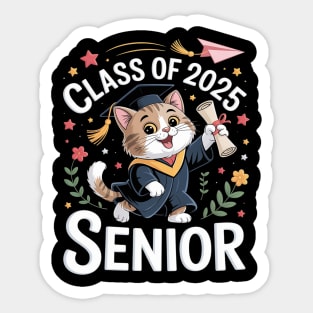 Womens British Longhair Cat Graduation Class Of 2025 School Senior Sticker